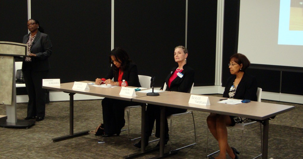 Speakers at the Career Development Workshop: (from left to right) Dr. Dorothy Kirkman, Dr. Ivone Bruno, Dr. Kathryn Peek, and Dr. Patricia Yarbough.