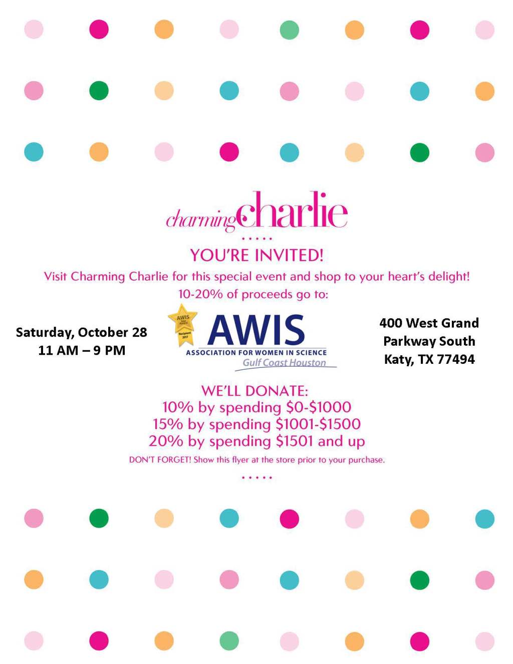 Hurricane Fundraiser with Charming Charlie&nbsp;Katy!