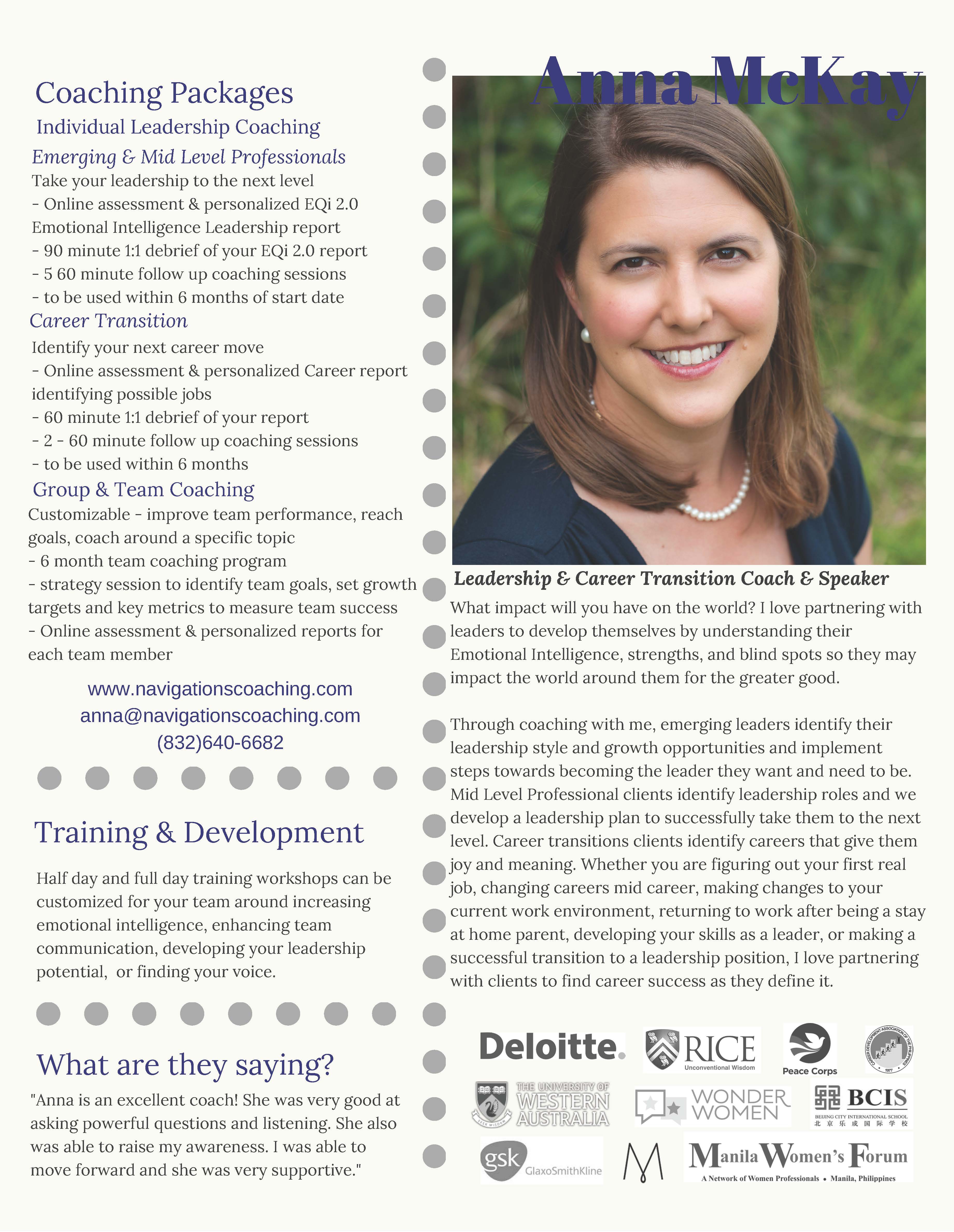 Anna McKay Leadership Coaching Sheet